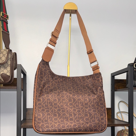 Calvin Klein Brown Monogram Messenger Bag - Picture 3 of 9